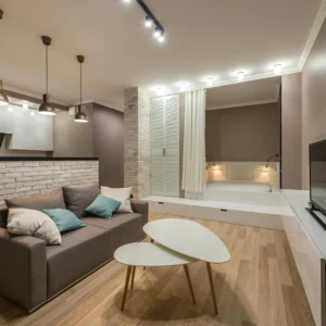 Loft Minimalista con Dormitorio Integrado y Cocina Abierta
