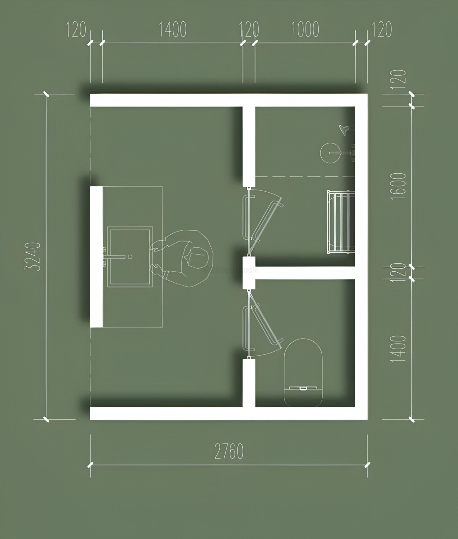 Tendencias para Diseñar Baños en 2026 Plano arquitectónico de baño con lavado abierto